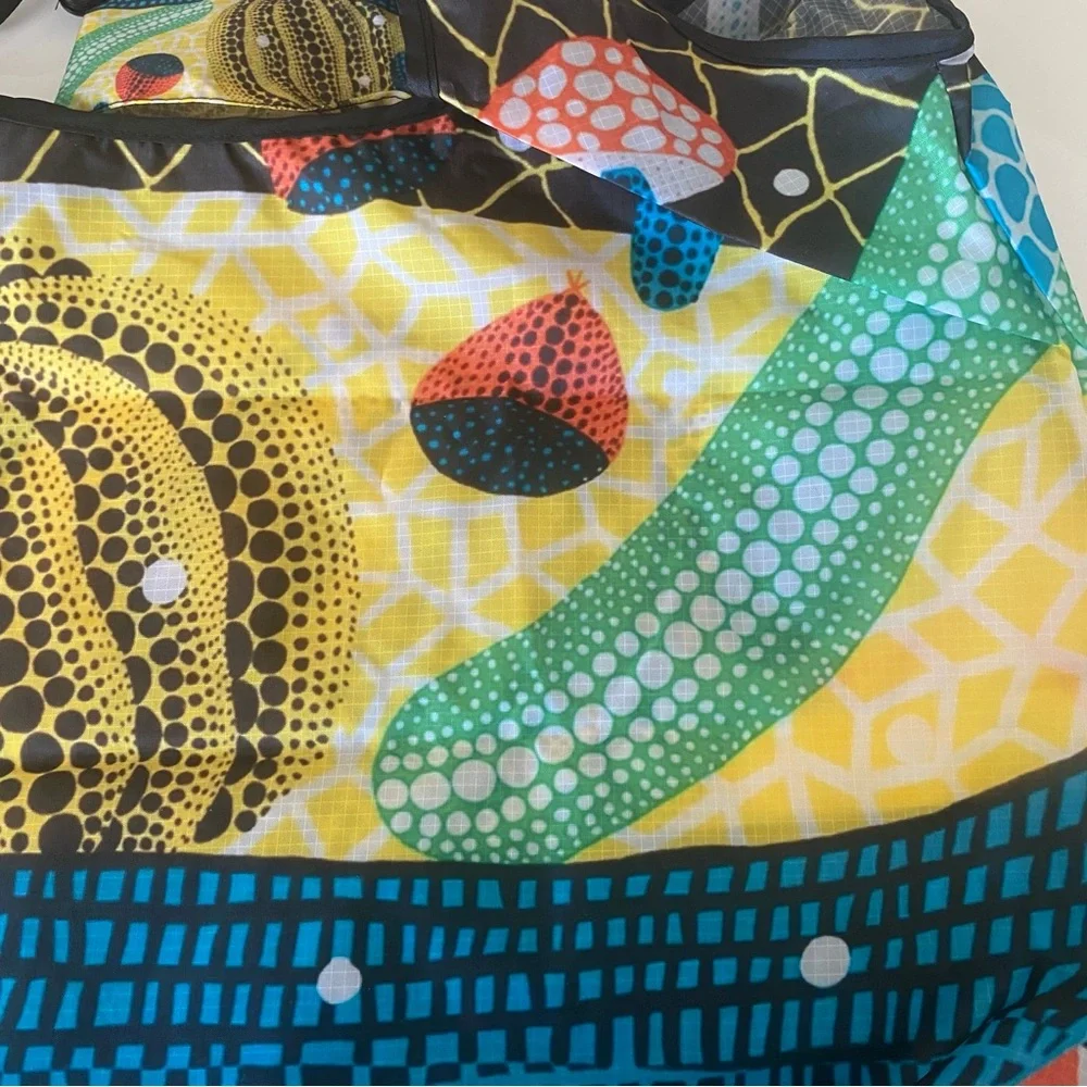 CLASSIC YAYOI KUSAMA LARGE COLORFUL DOTS, PUMPKINS, VEGGIES SHOPPER BAG - Picture 3 of 9
